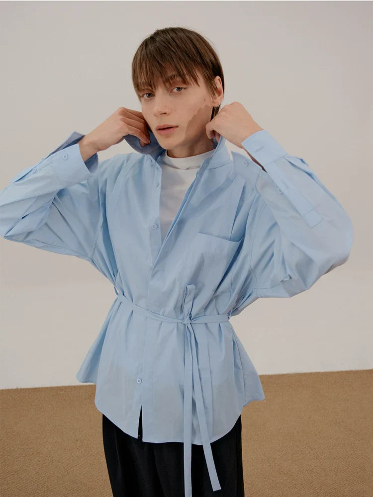 Camicia a maniche lunghe con cintura
