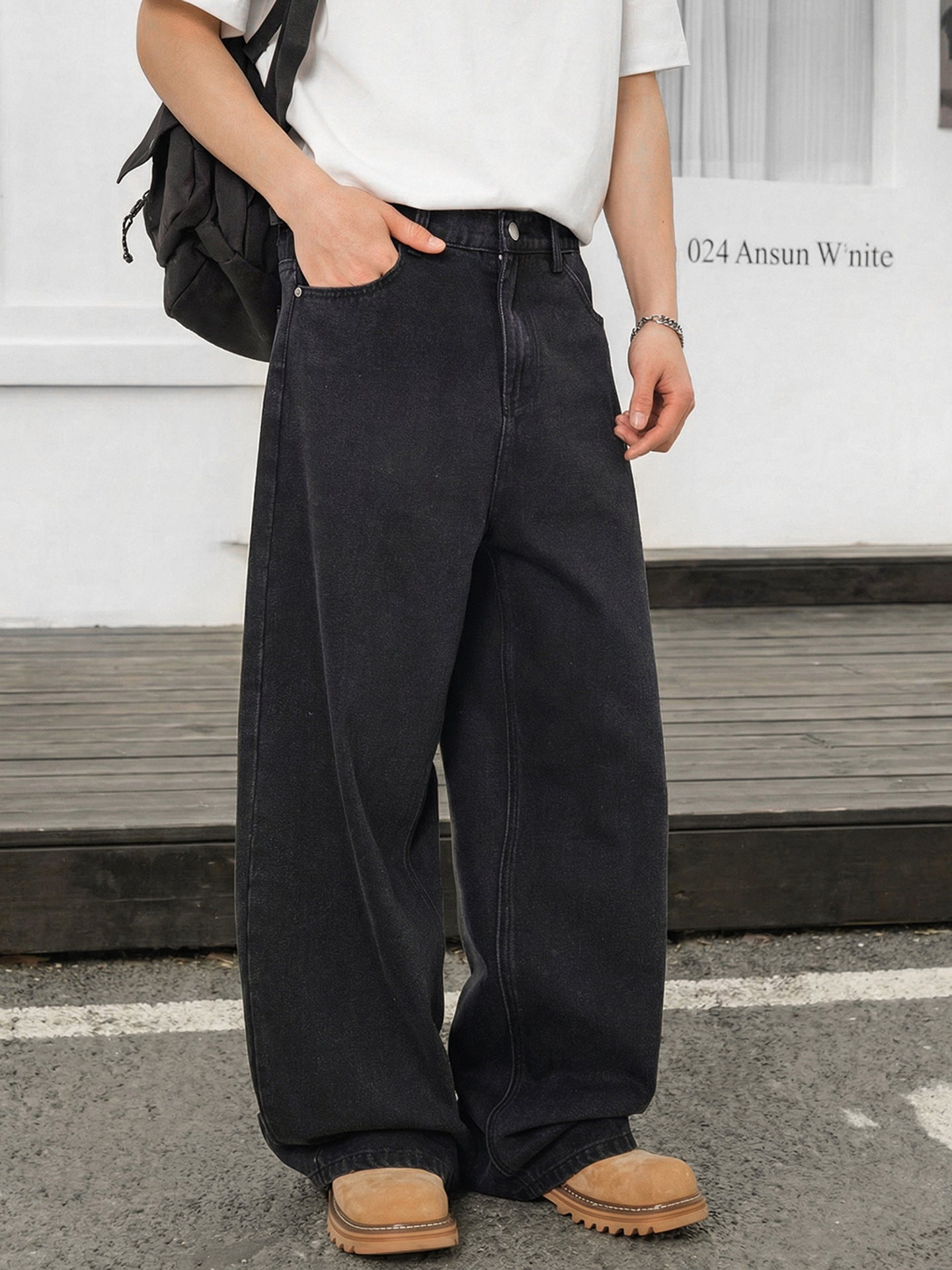 Vintage Distressed Washed Black Jeans