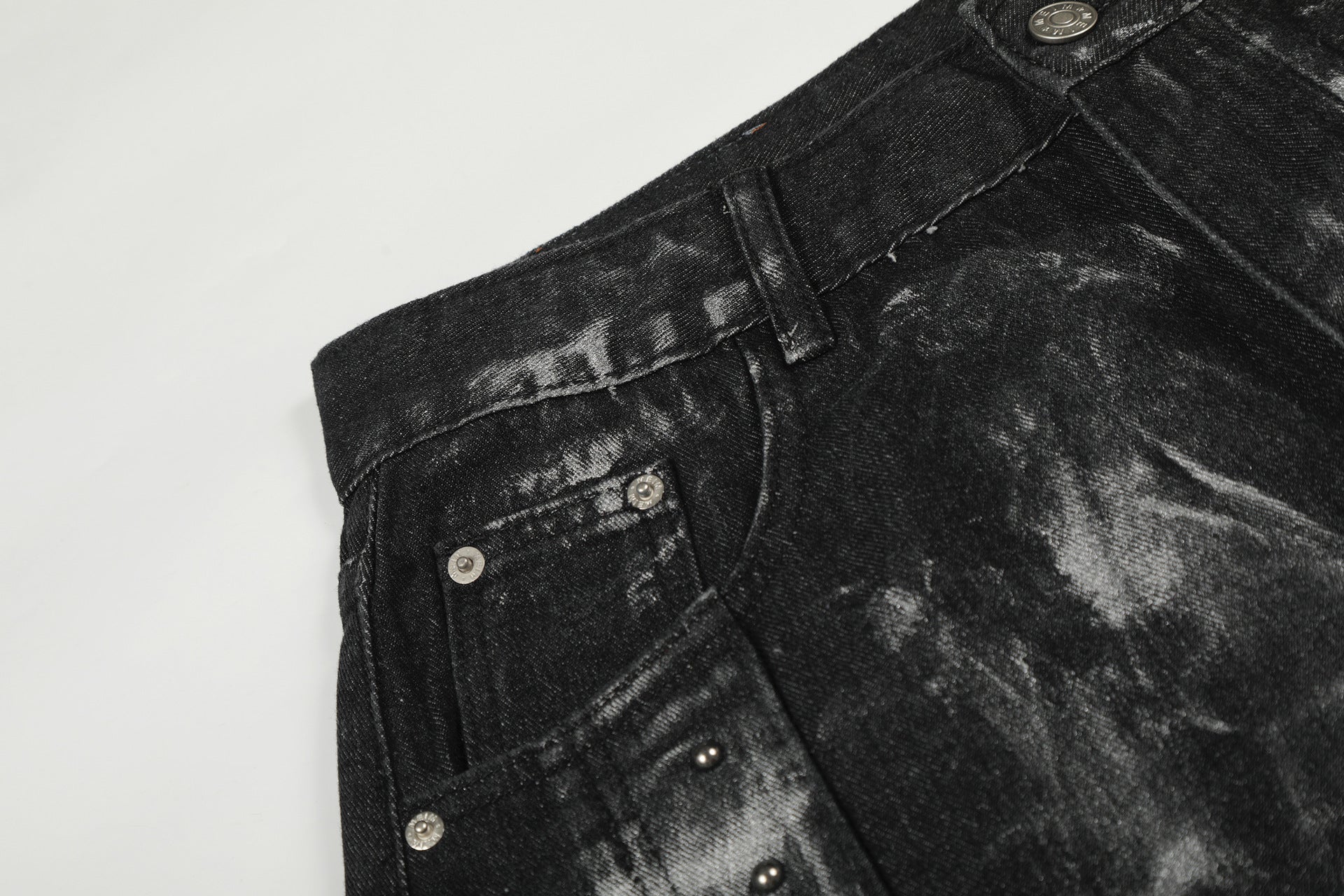 Paint Studs Curved Denim Jeans