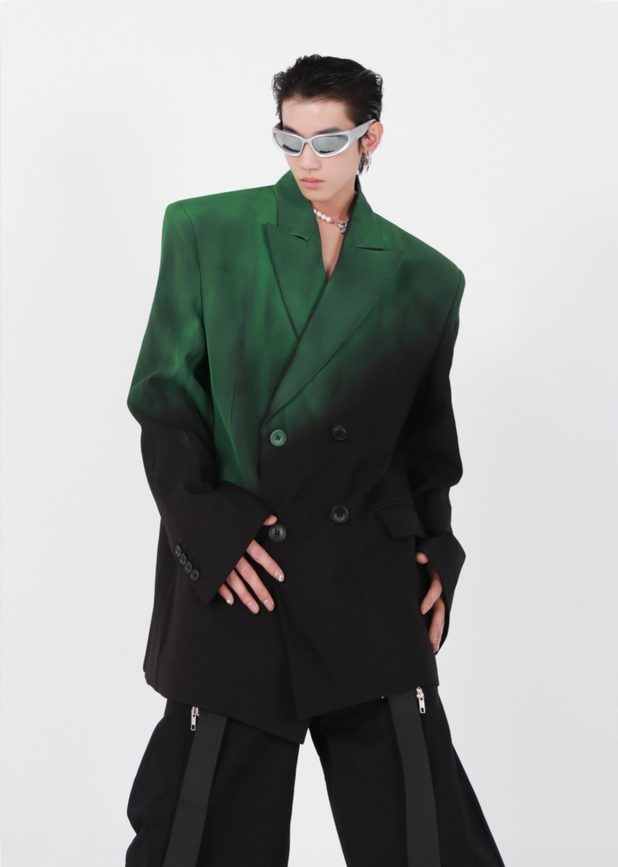 Gradient Shoulder Pad Tailored Jacket
