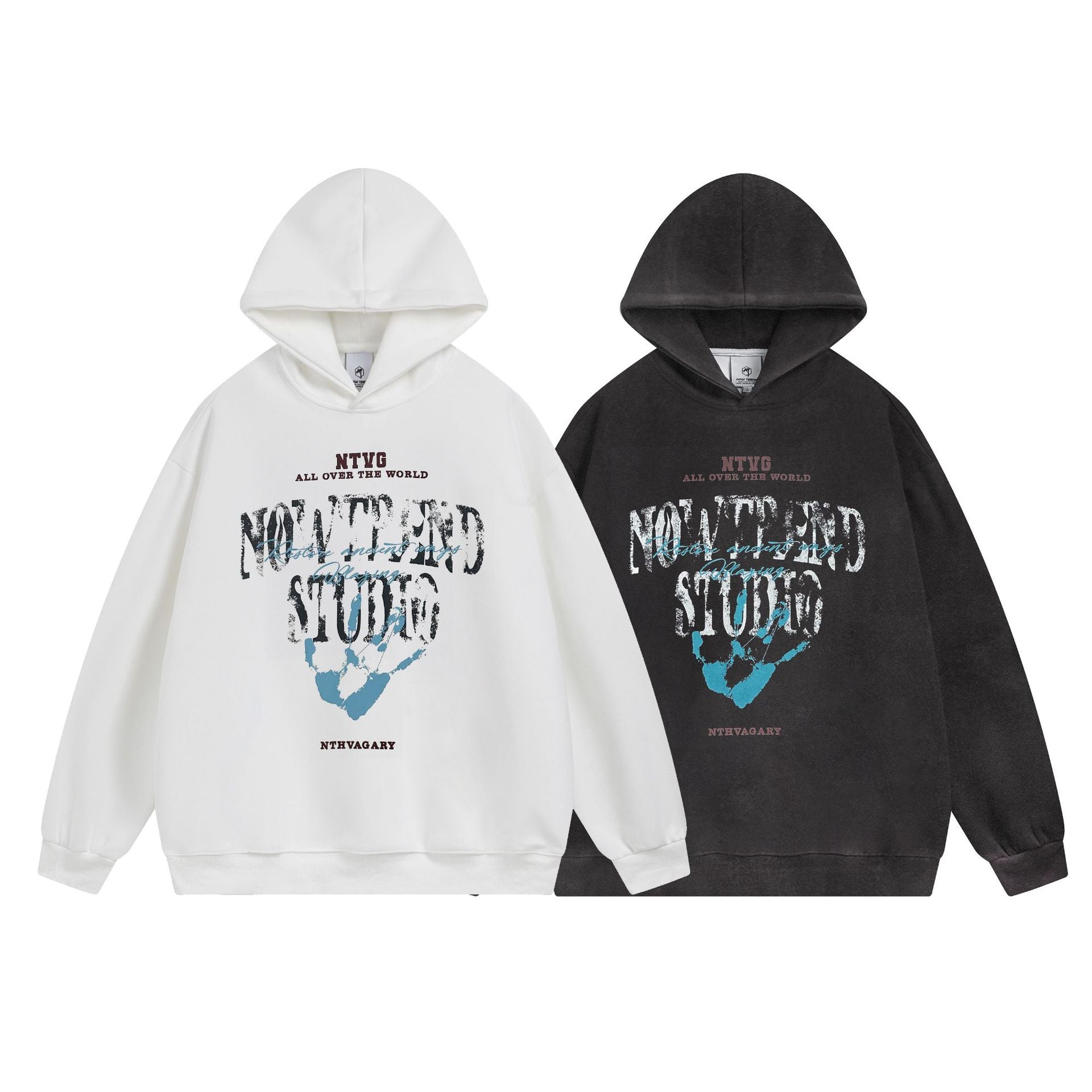 Washed Spray Paint Letter Print Oversize Pullover Hoodie
