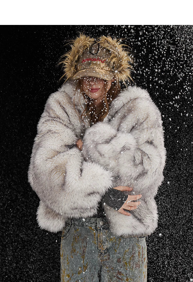 Reversible Suede Oversize Thick Fur Jacket
