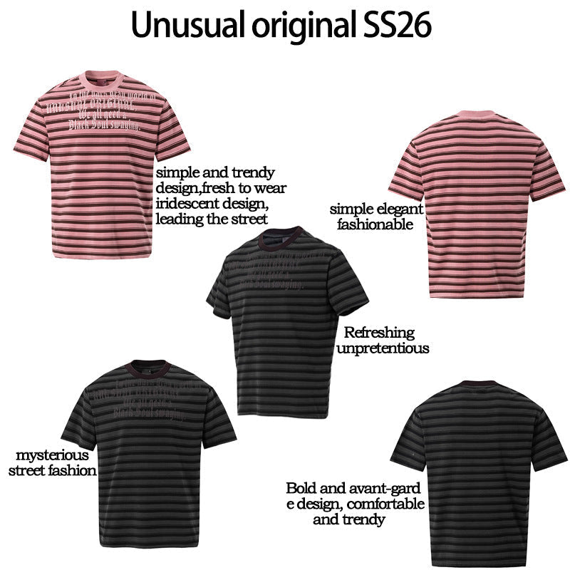 Striped Letter Print Oversize Short Sleeve T-Shirt