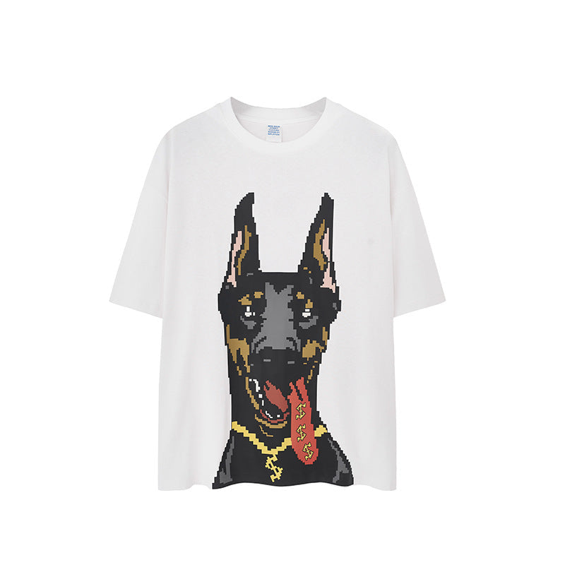 Camiseta con estampado de dóberman luminoso
