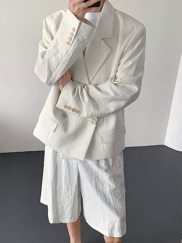 Button Closure Design Jacket & Plain Short Setup