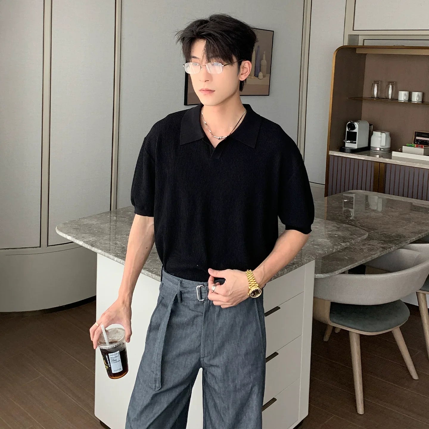Cooling Tencel Linen Short Sleeve Polo Shirt
