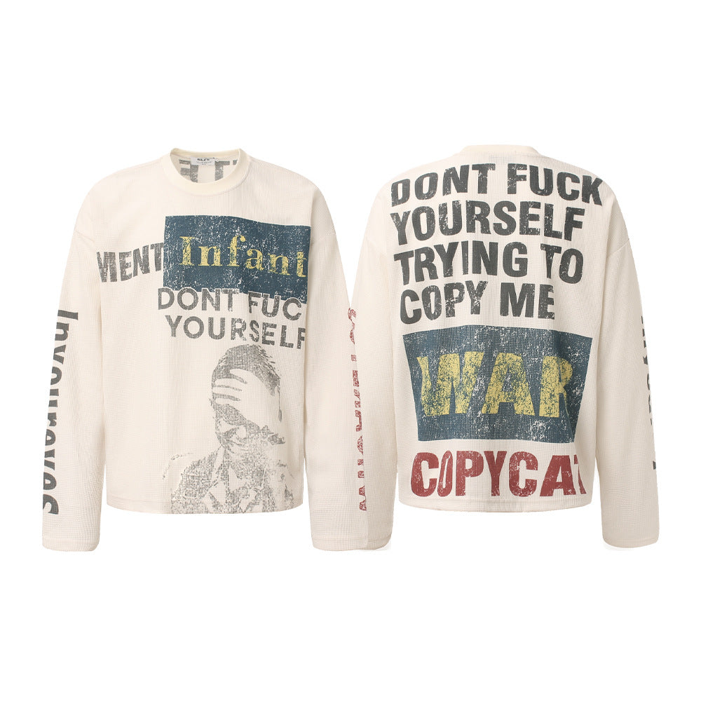 Portrait Graphic Waffle Long Sleeve T-Shirt
