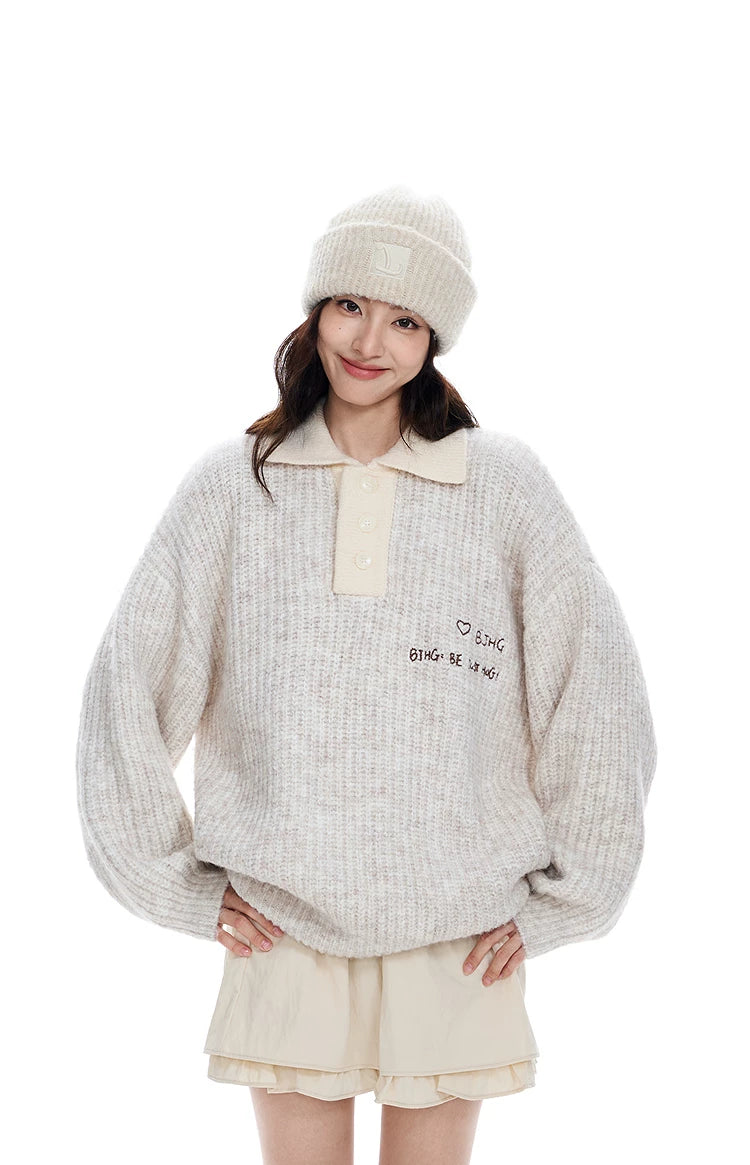 Pullover Polo Knit Sweater