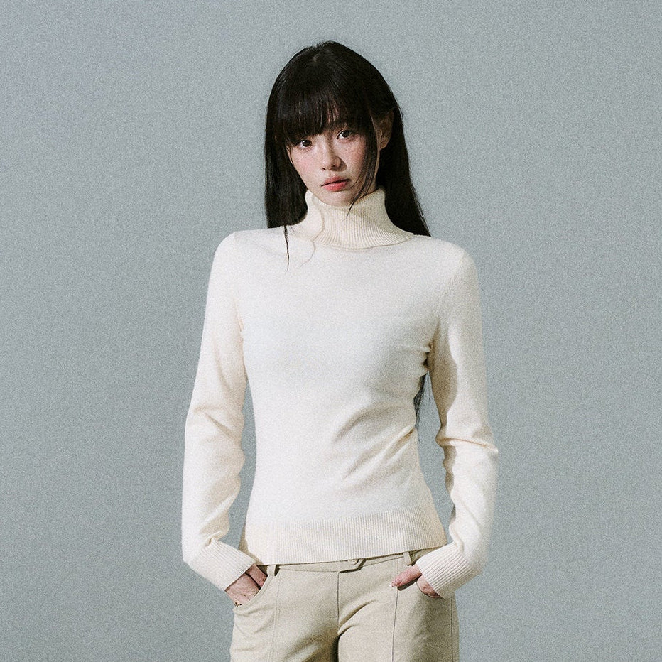Stretch Warm High-Neck Knit Sweater