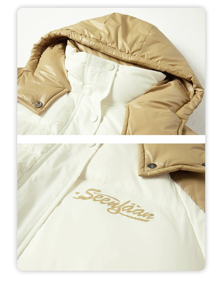 Stand Neck Long White Duck Down Coat