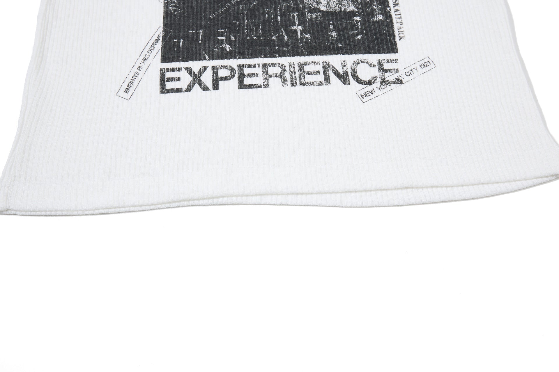 Ribbed Graphic Art Print Short Sleeve T-Shirt