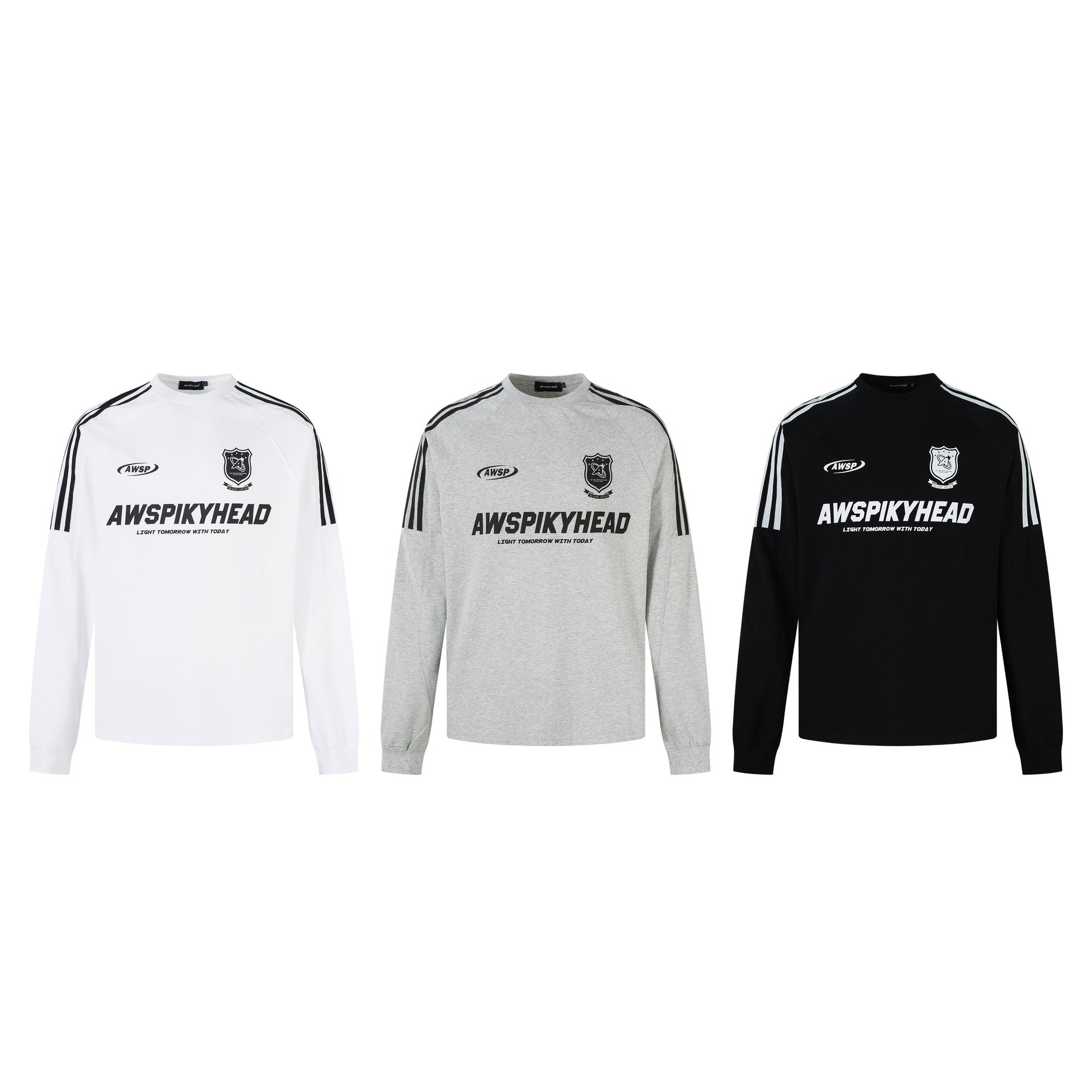 High-Neck Heavyweight Stripe Long Sleeve T-Shirt