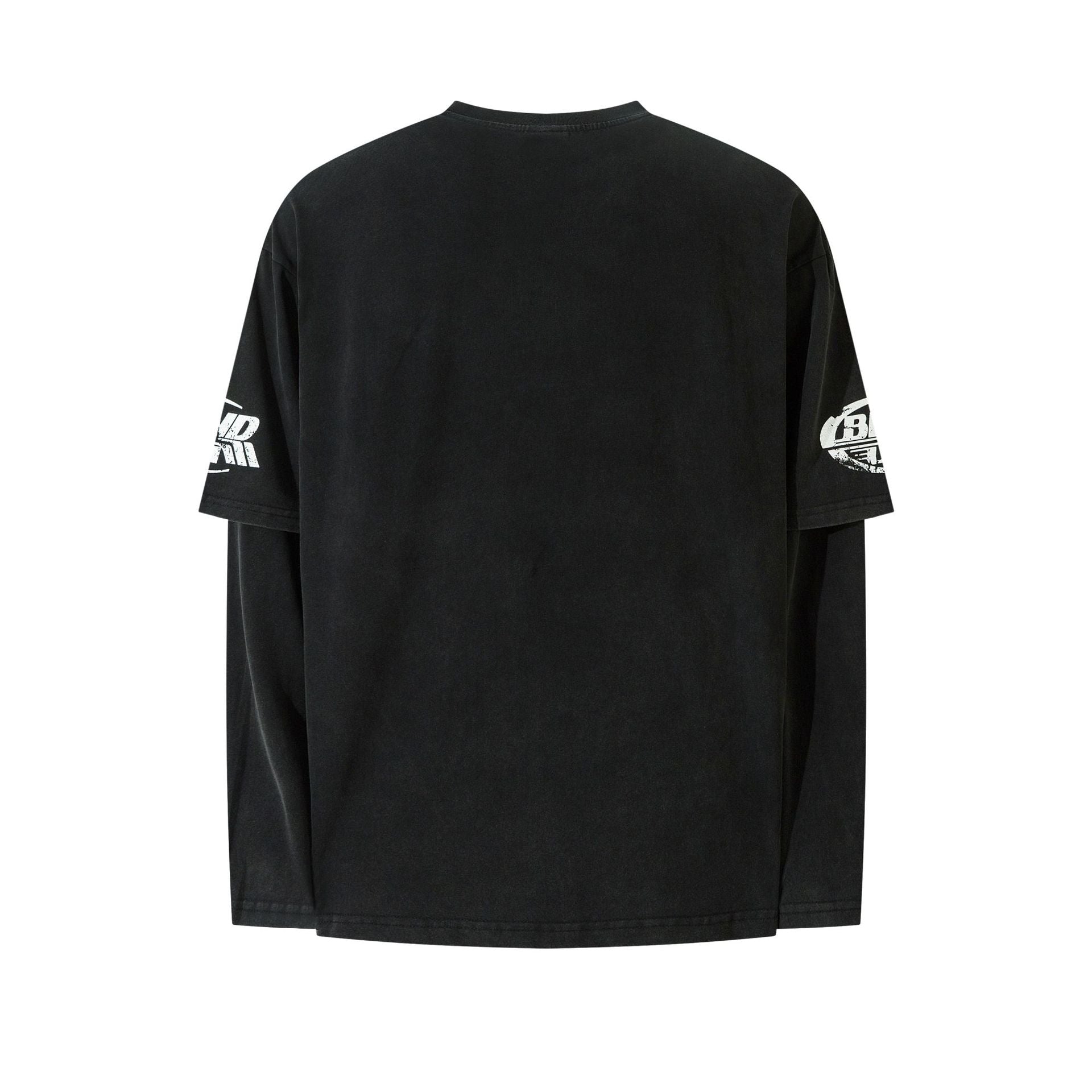 Fake Layered Dirty Dye Print Long Sleeve T-Shirt