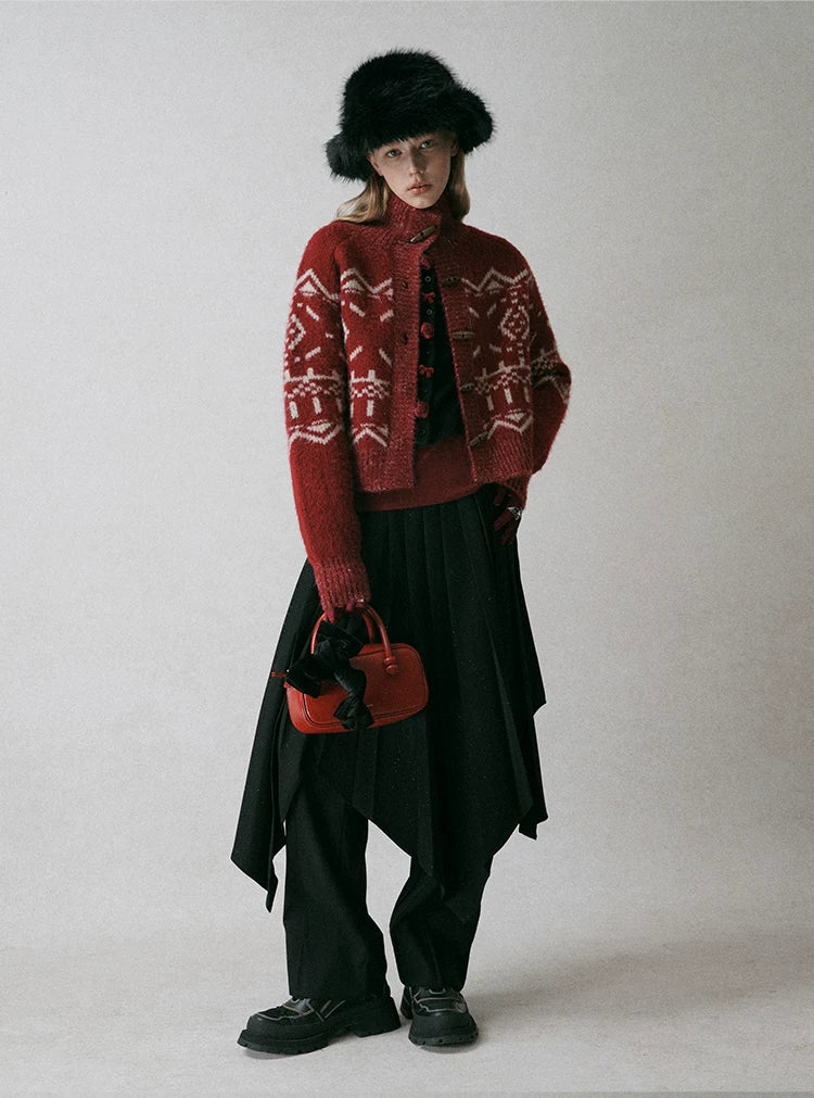 Fair Isle Jacquard Knit Cardigan