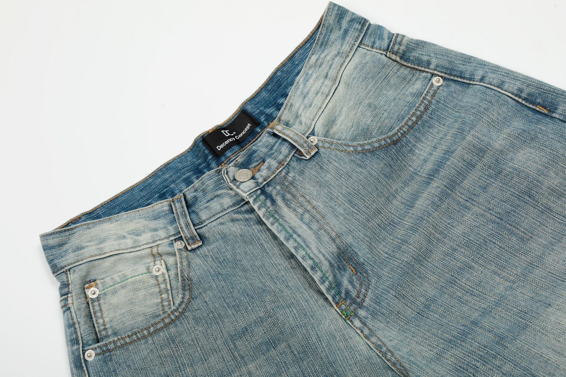 Washed Whisker Wide Leg Denim Jeans