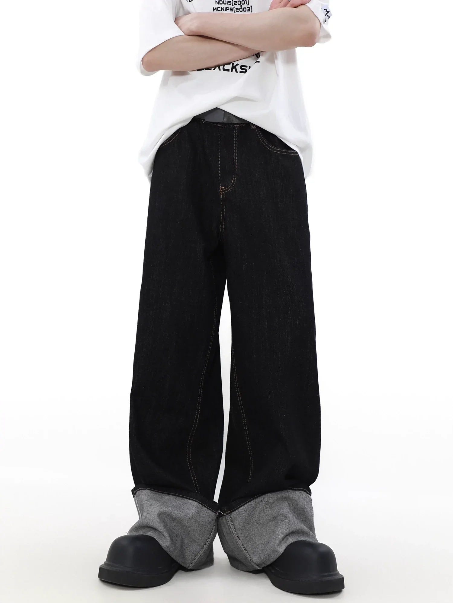 Wide-Leg Straight Denim Jeans