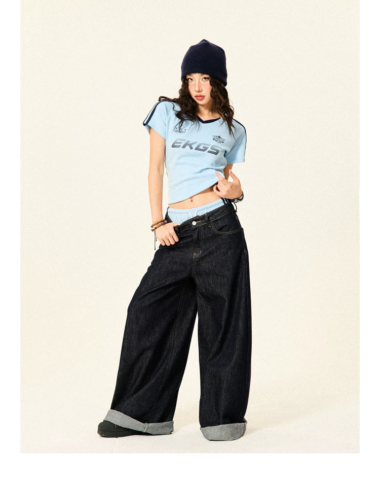 Stripe Letter Print Short Sleeve T-Shirt & Short Pants Setup