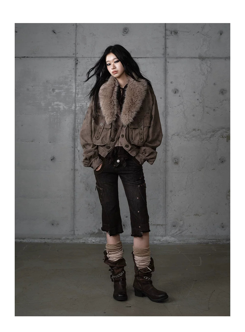 Patchwork Plaid Punk Work Jacket