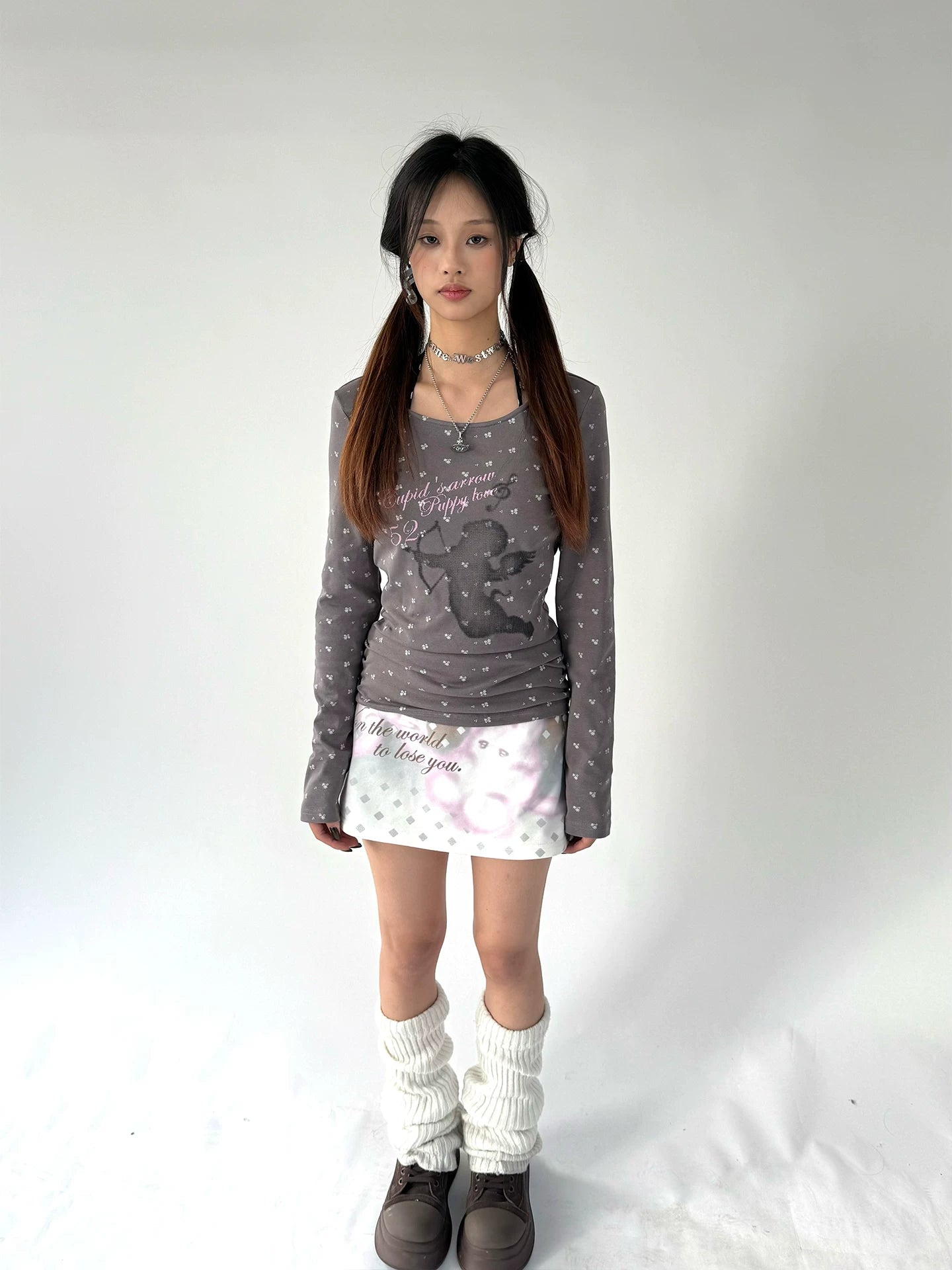 Graphic Print A-Line Short Skirt