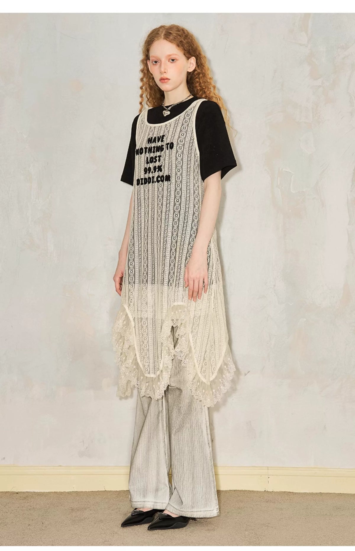 Embroidery Hollow Lace Tank Top Dress