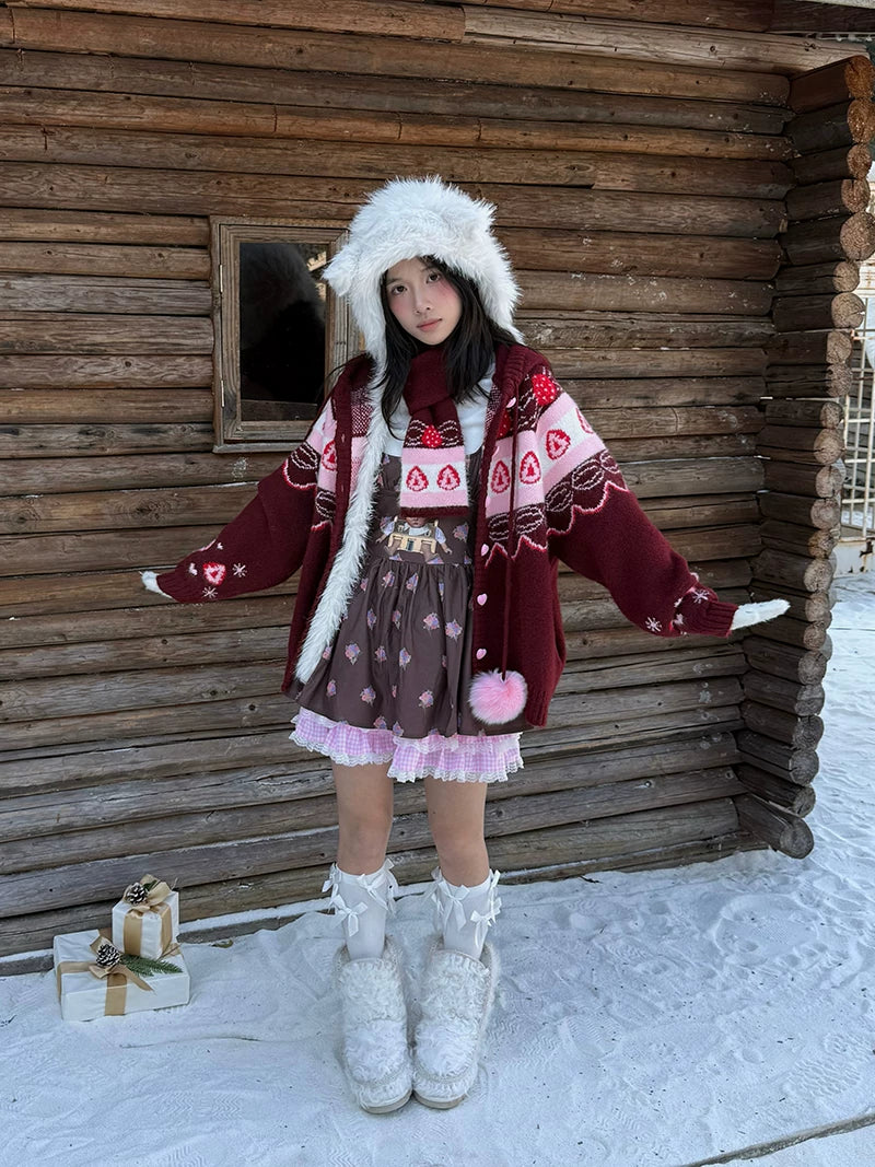Strawberry Cake Knit Cardigan