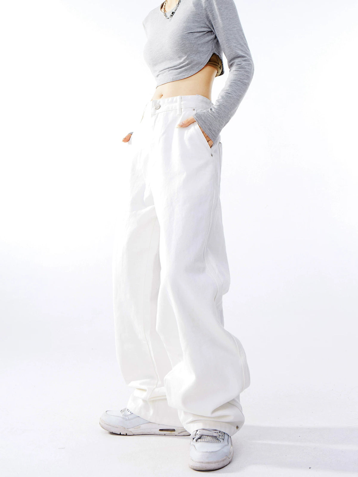Pantalon long droit à jambes larges