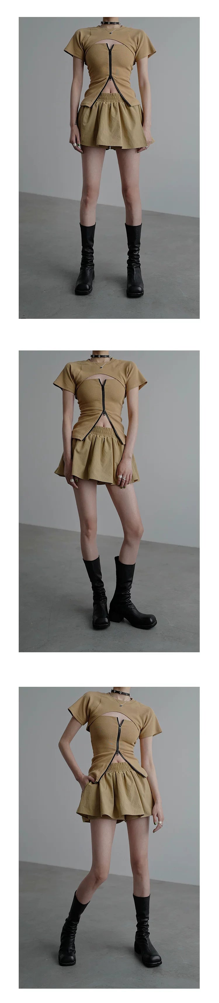 Zipper Tube Top & Short Sleeve T-Shirt