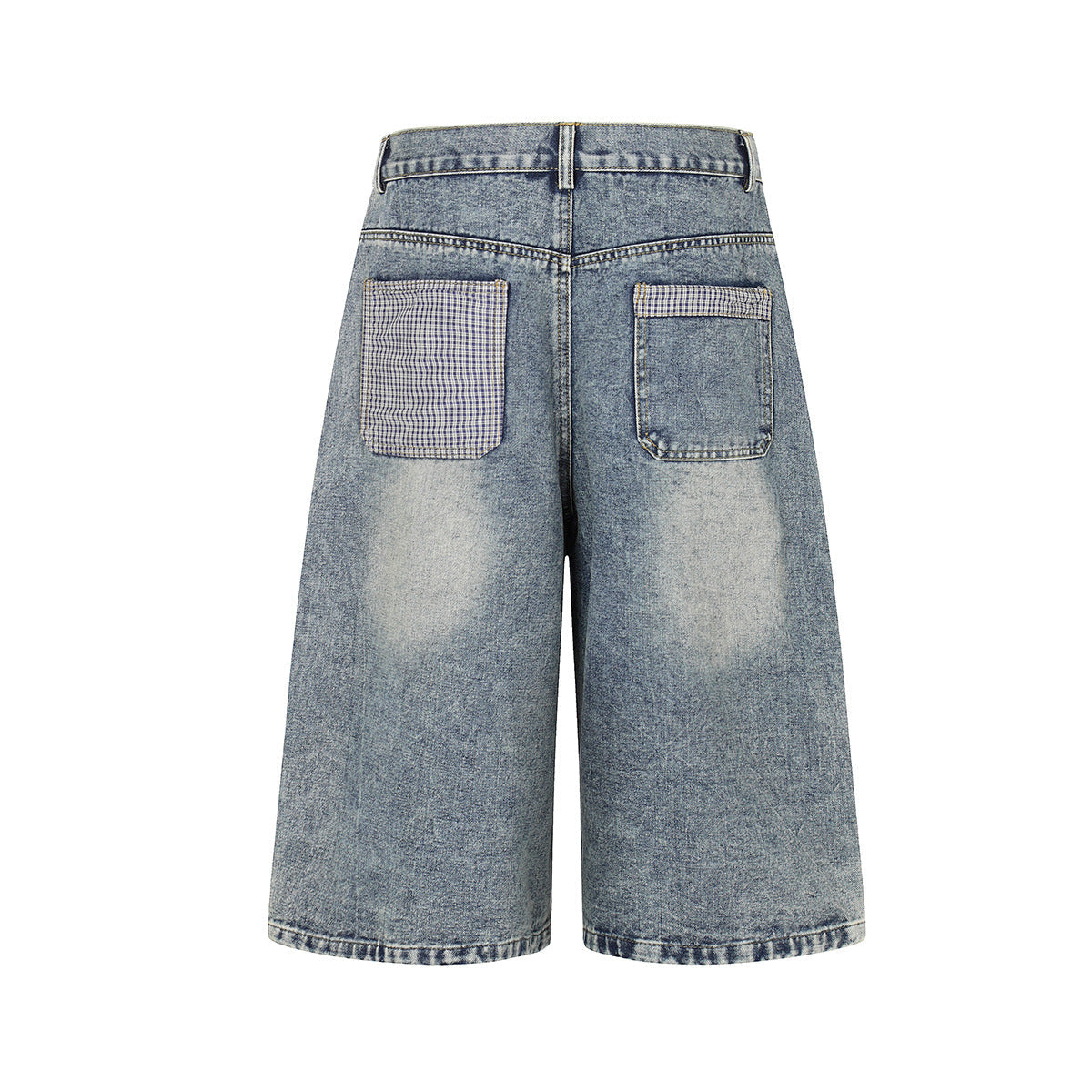 Star Patch Embroidery Denim Wide Leg Jort