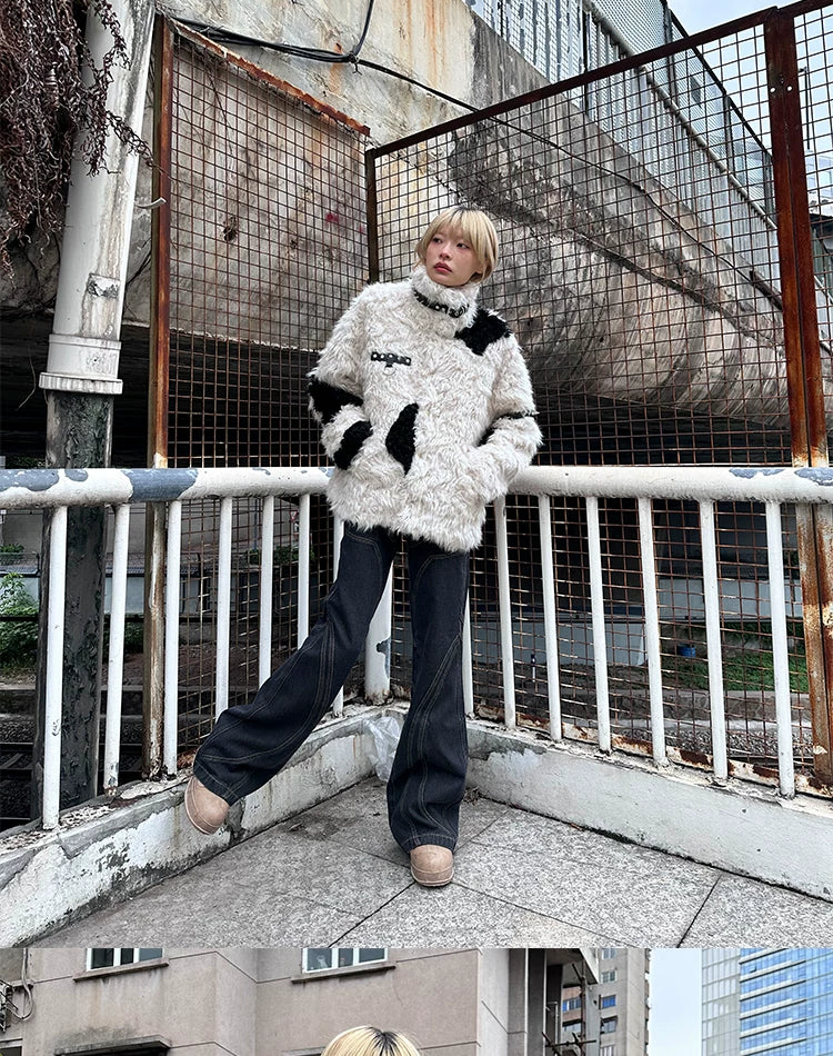 Patchwork Fake Fur Jacket