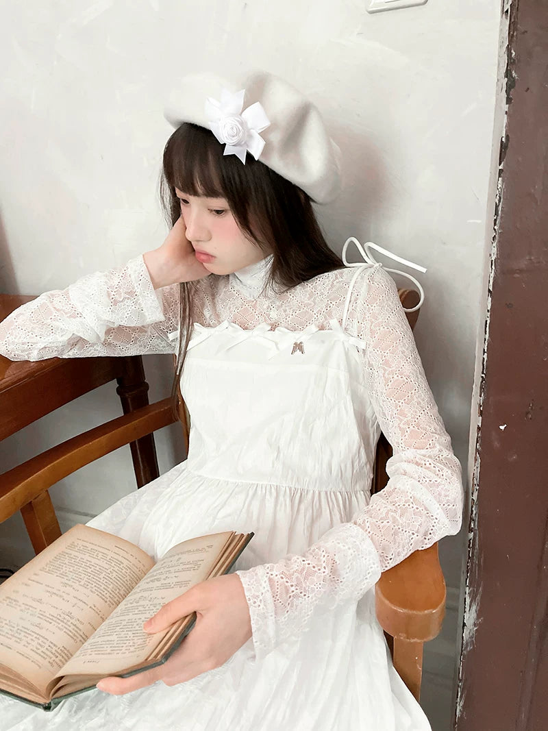 Bow Check Lace Camisole Dress