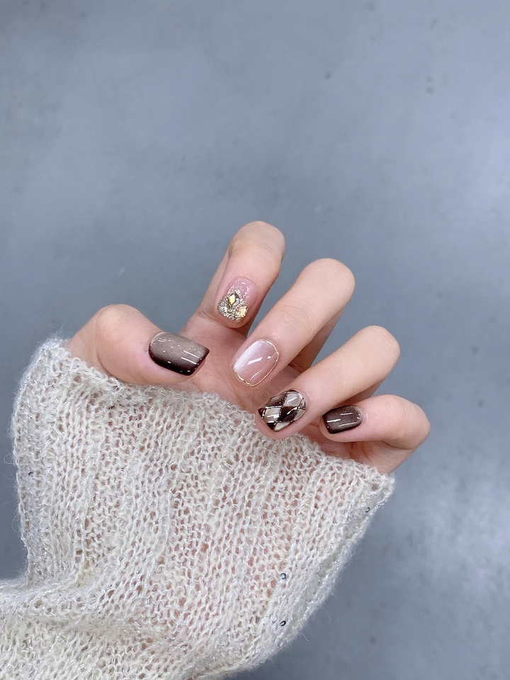 Spring nails - Belle Plaid Wearable High-End Sense Pure Handmade Nails