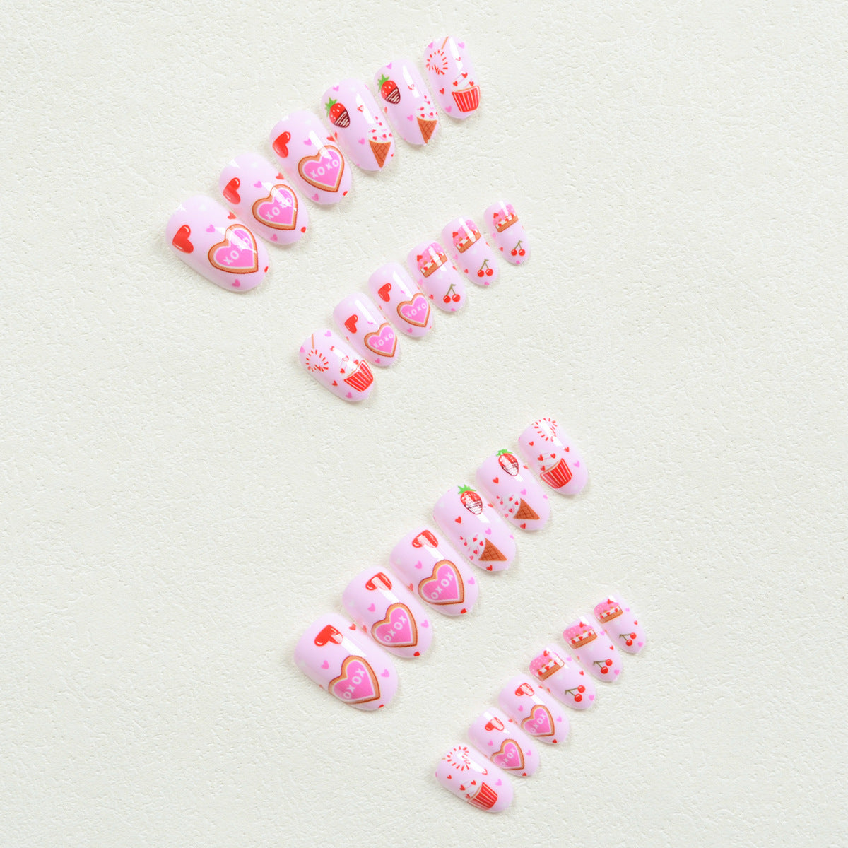 Europe and the United States wear nails Valentine's Day series wear nail art Barbie powder love ice cream cute little cherry fake nails
