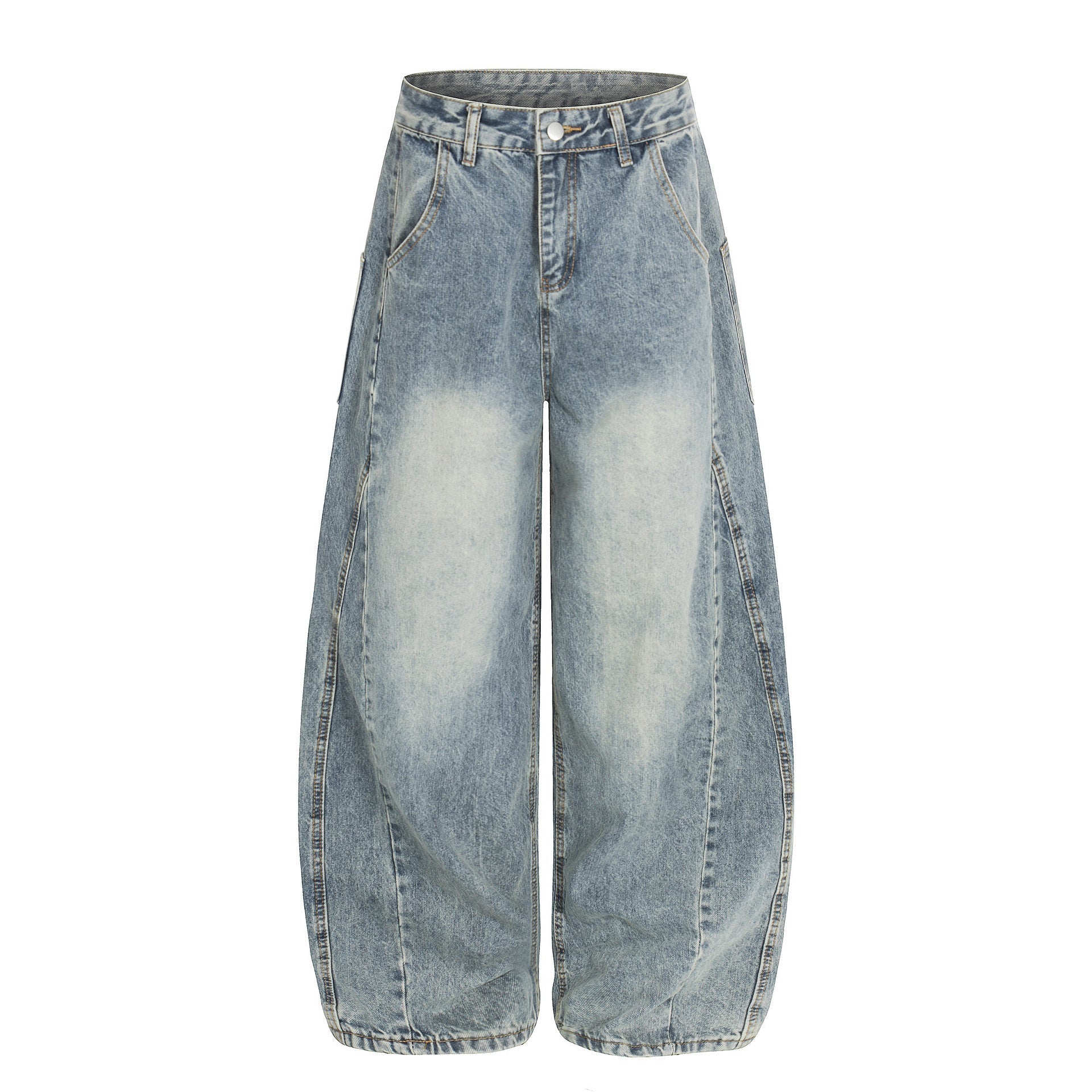 Washed Wide Leg Denim Jeans