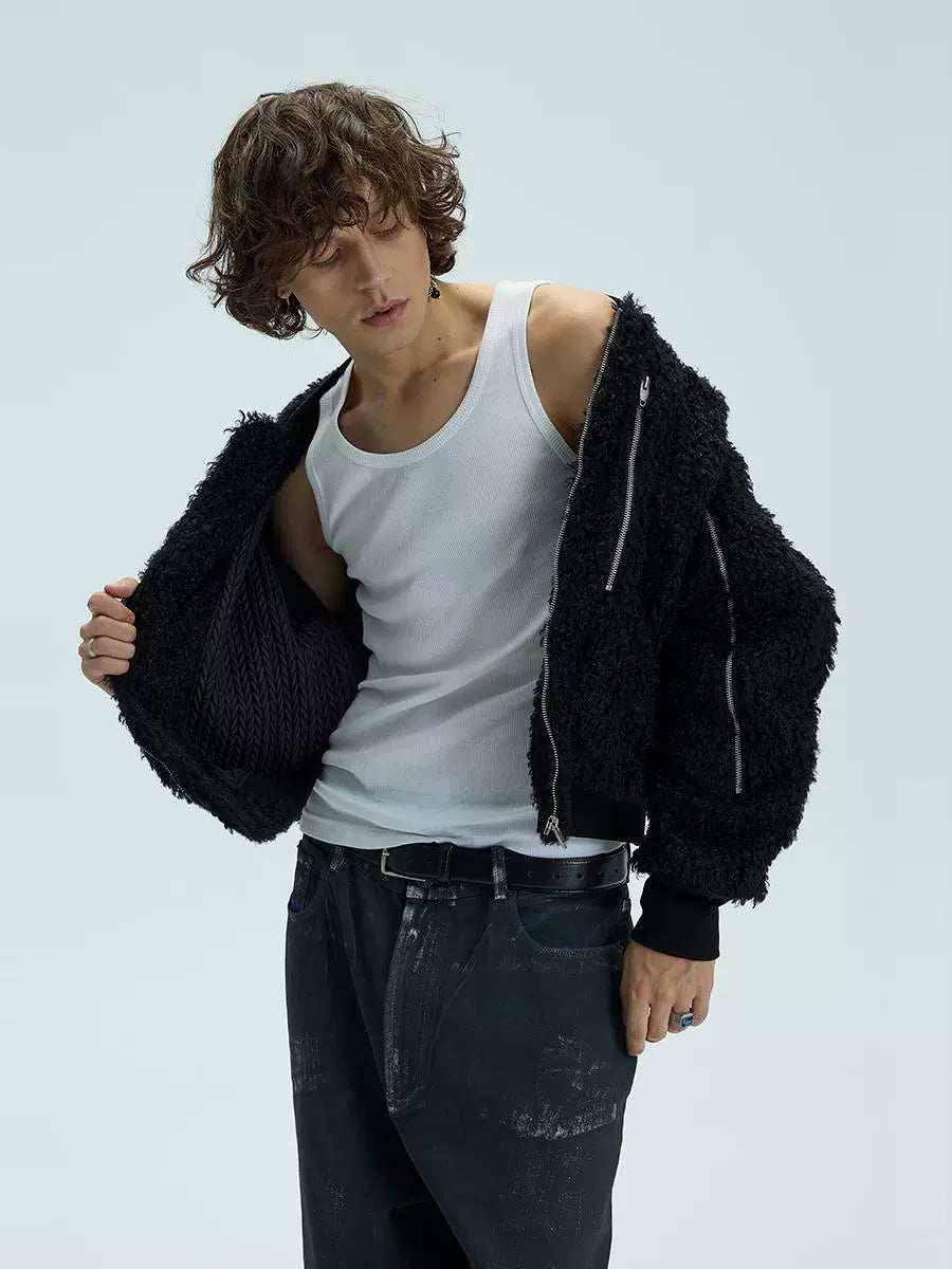 Thick Fake Fur Zipper Jacket