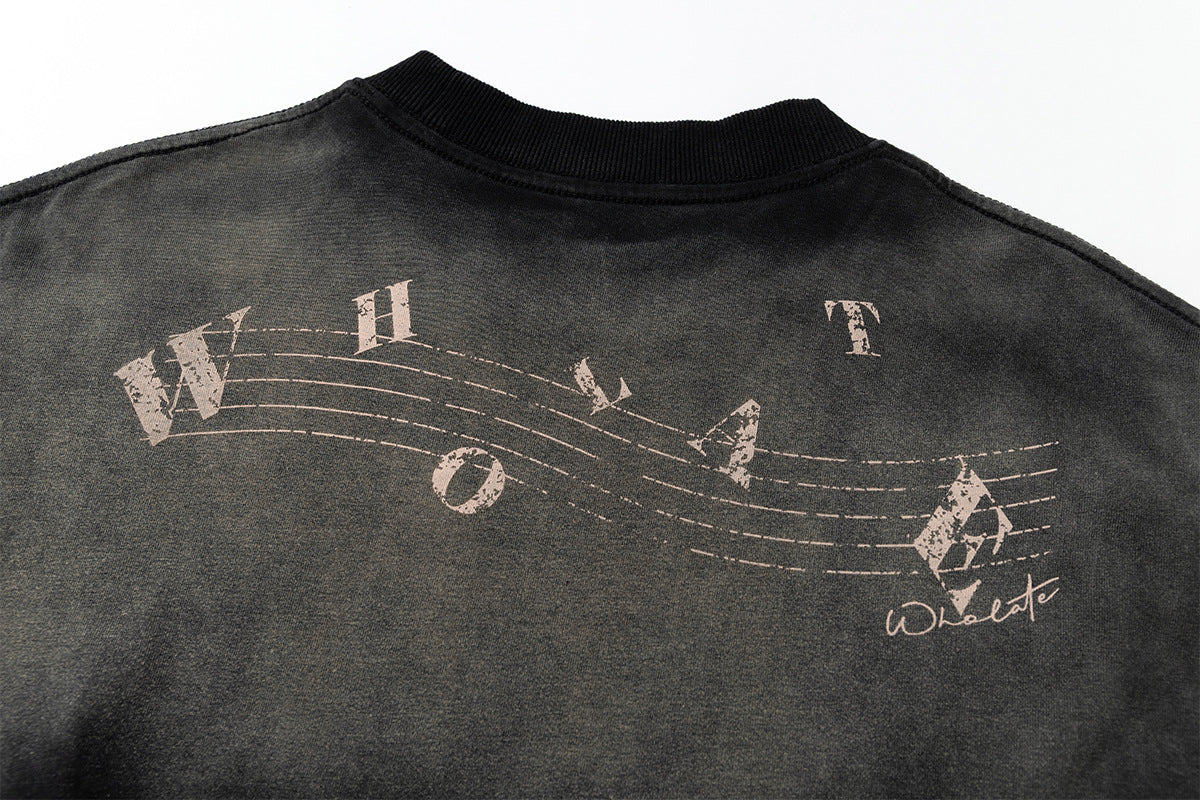 Instrument Print Washed Short Sleeve T-Shirt