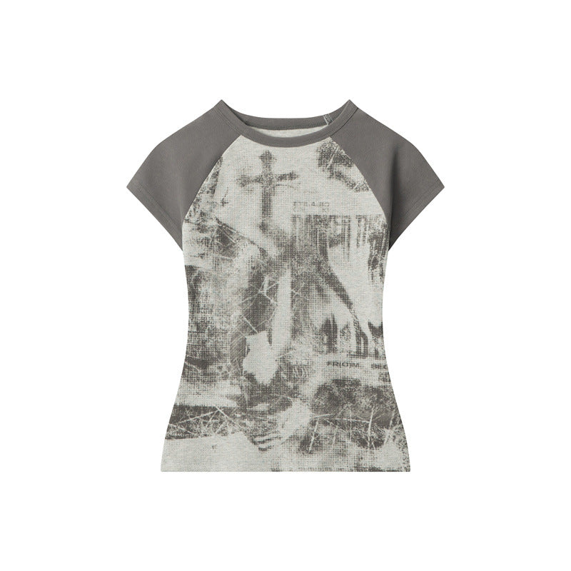 Tough Patch Print Cropped T-shirt