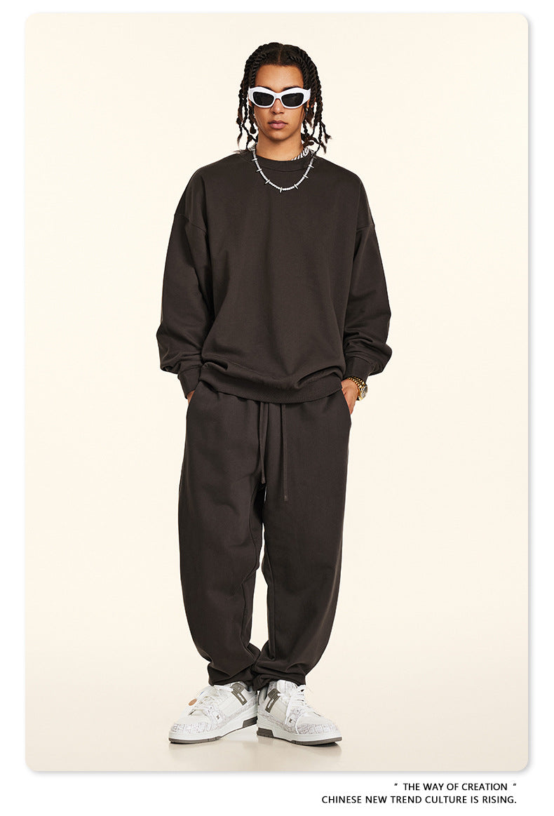 Oversize Heavyweight Basic Round Neck Sweatshirt
