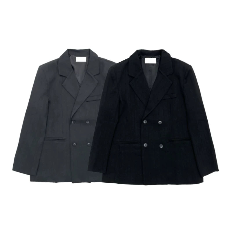 Shoulder-Pad Draped Tailored Jacket & Trousers Setup