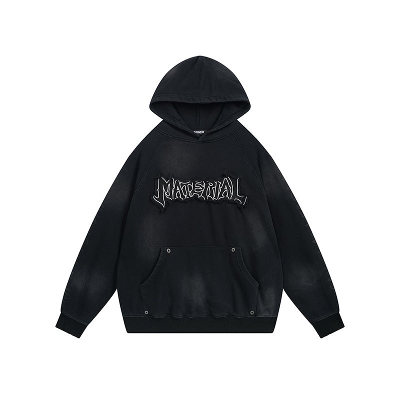 Heavyweight Washed Patch Embroidery Pullover Hoodie
