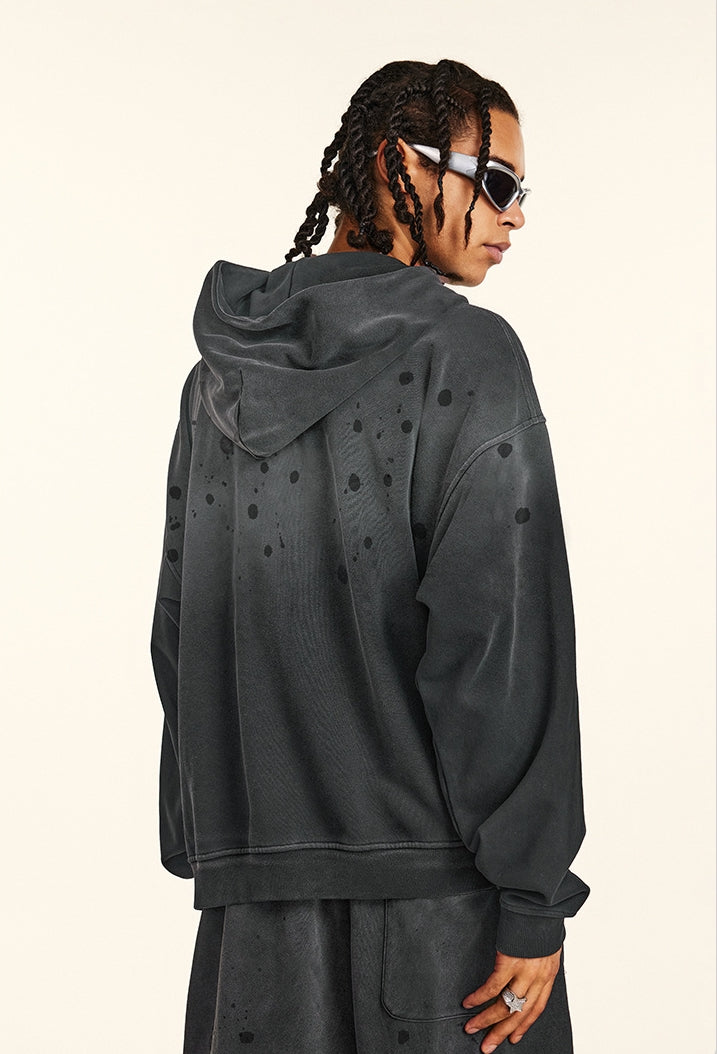 Graffiti Print Oversize Zipper Hoodie