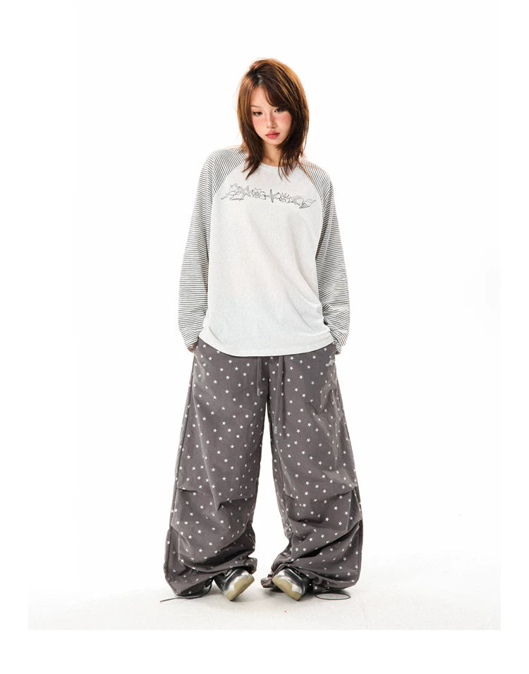 Allover Star Print Wide-Leg Pants