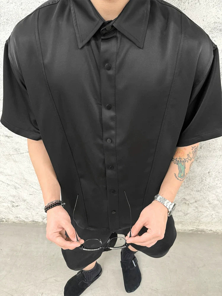 Split Seam Three-Dimensional Cut Short Sleeve Shirt