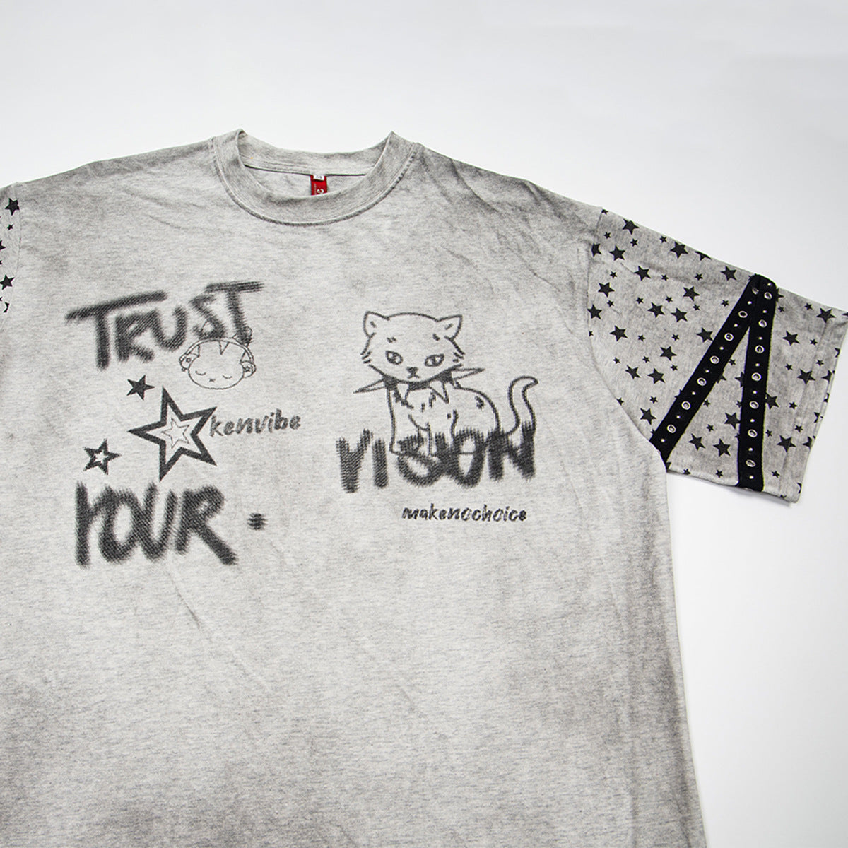 Graffiti Doodle Print Washed Short Sleeve T-Shirt