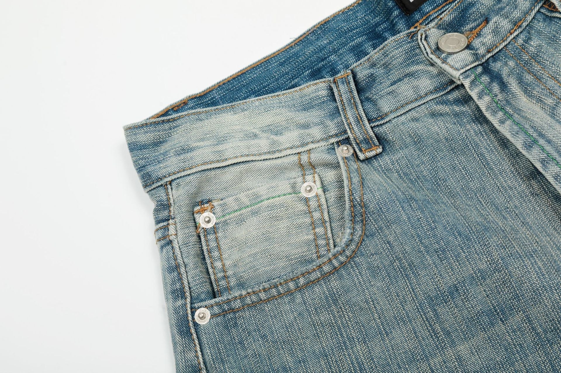 Washed Whisker Wide Leg Denim Jeans