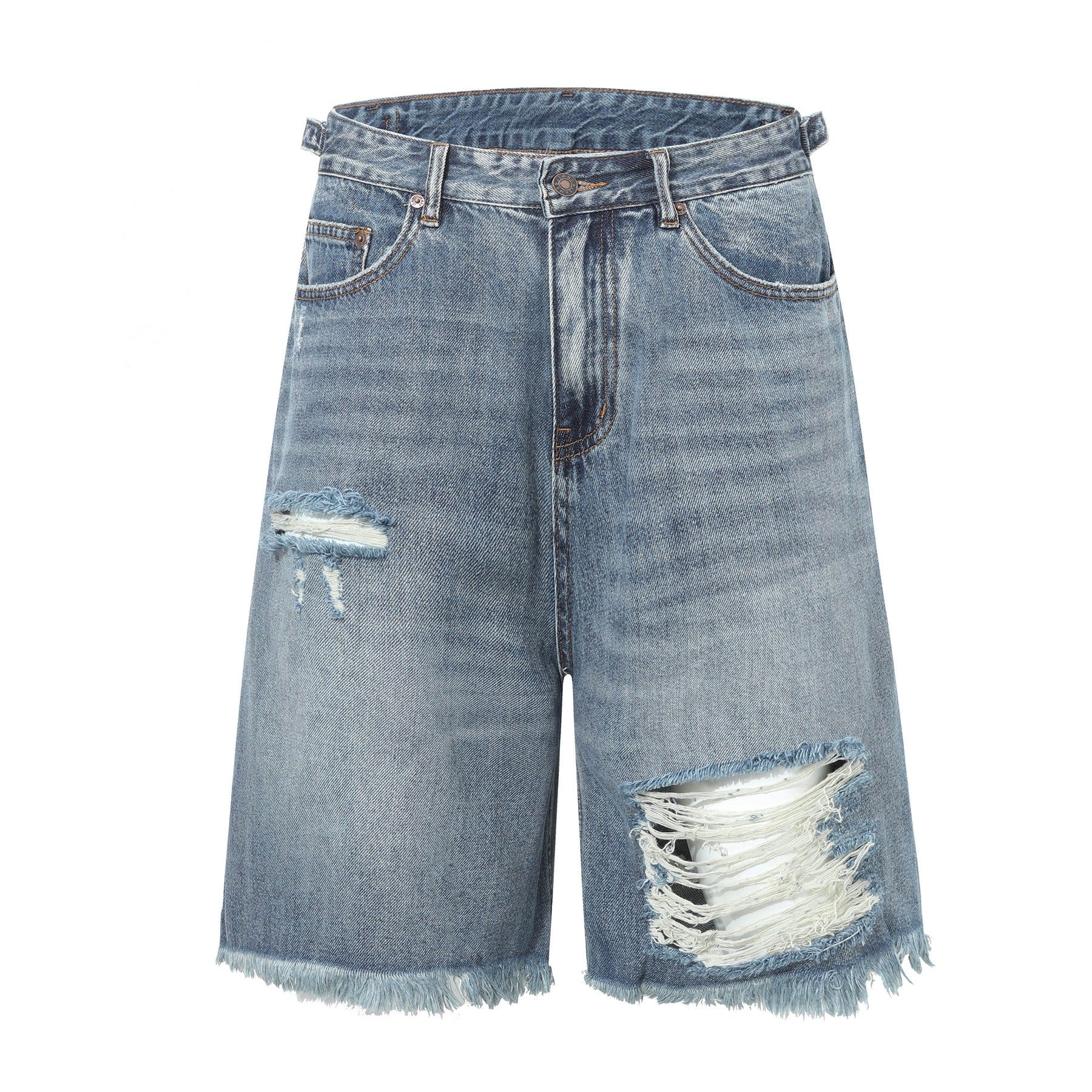Washed Damage Denim Jort