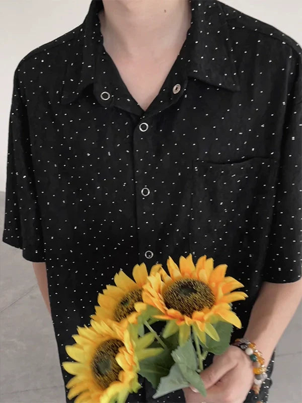 Starry Sky Design Oversize Short Sleeve Shirt