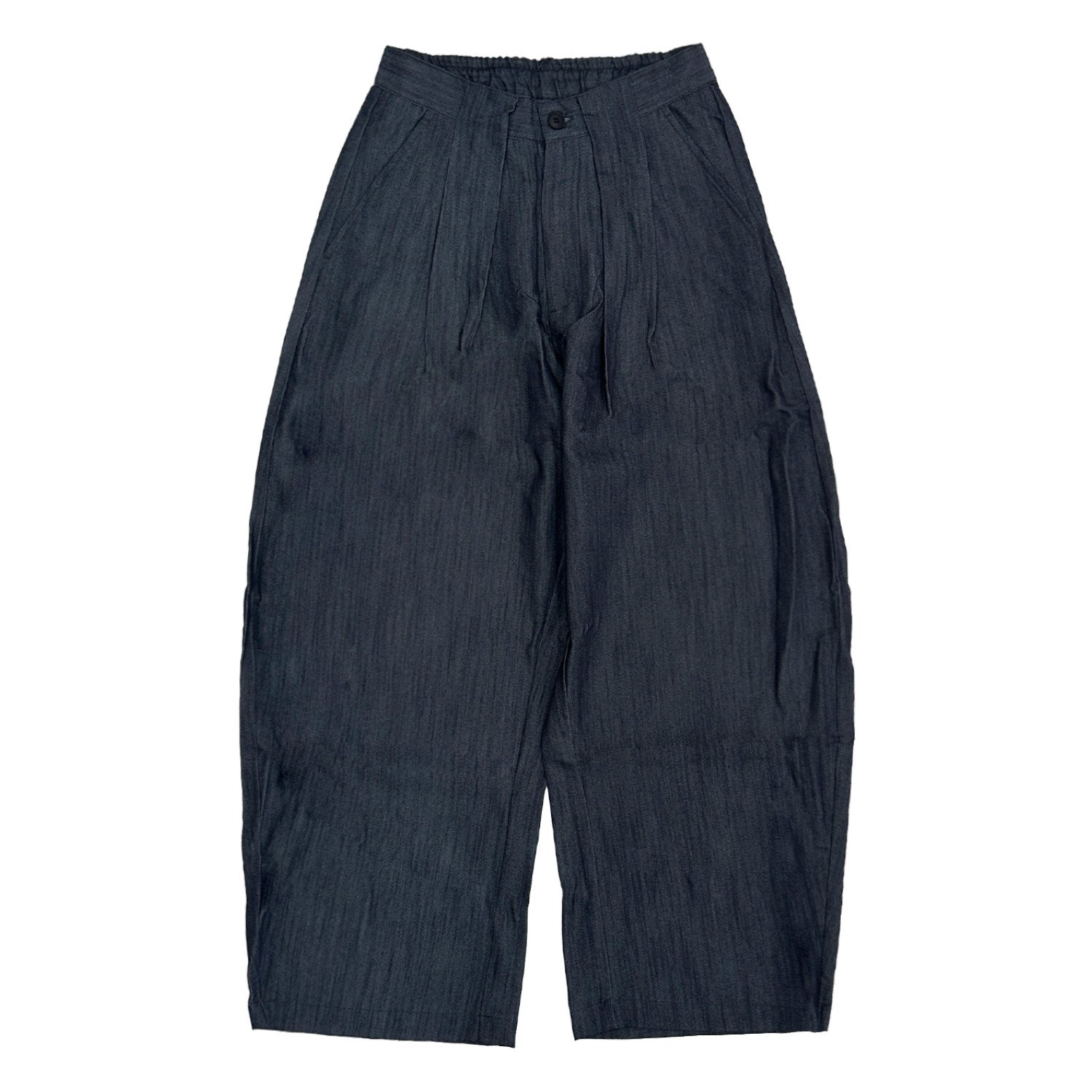 Pleats Elastic Waist Wide Leg Trousers
