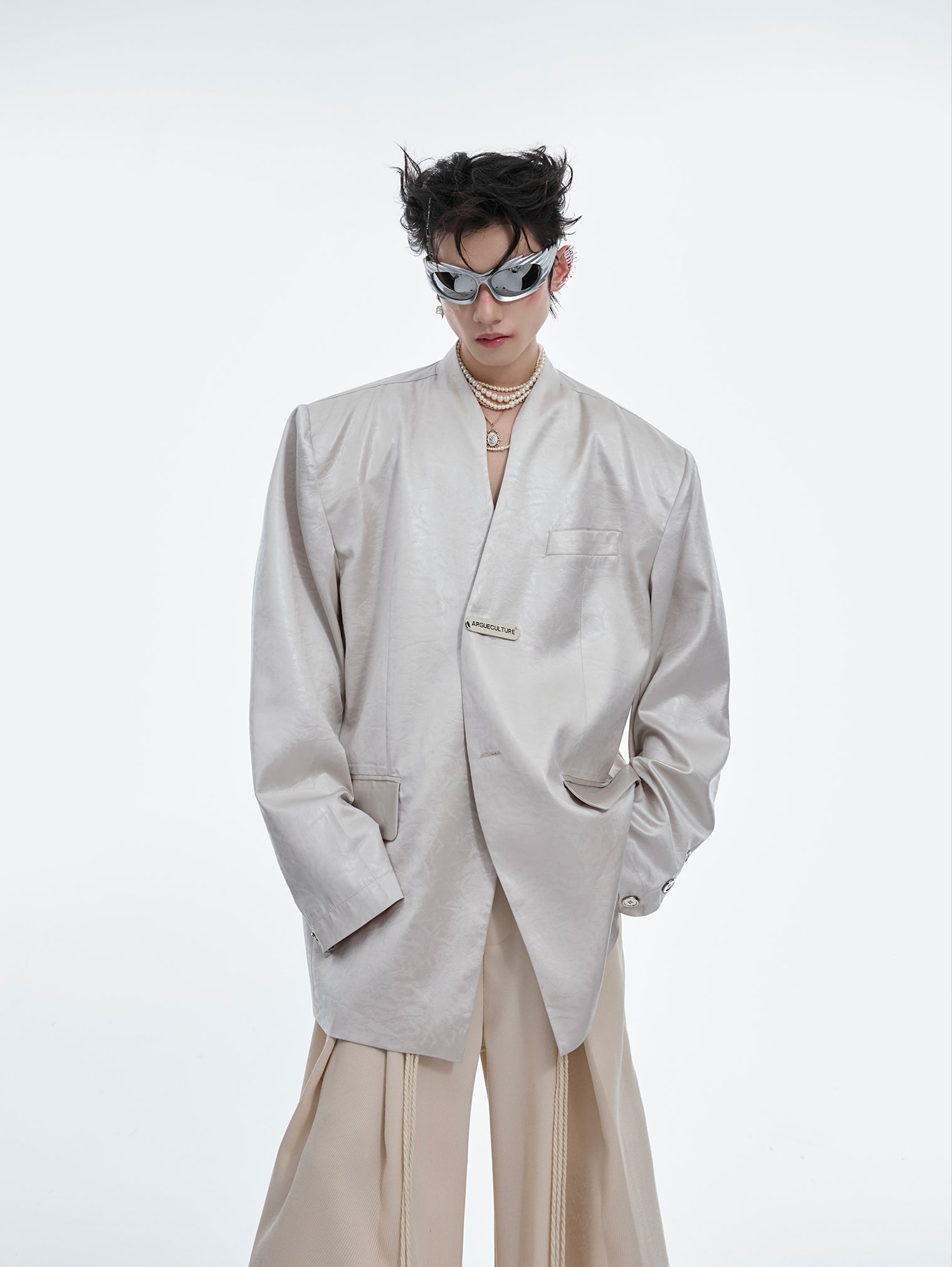 Liquid Metal Collarless Jacket