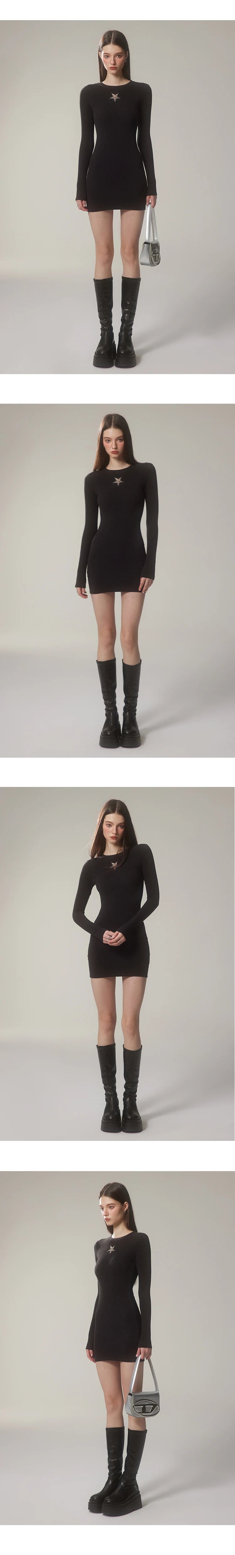 Round Neck Slim Fit Knit Dress