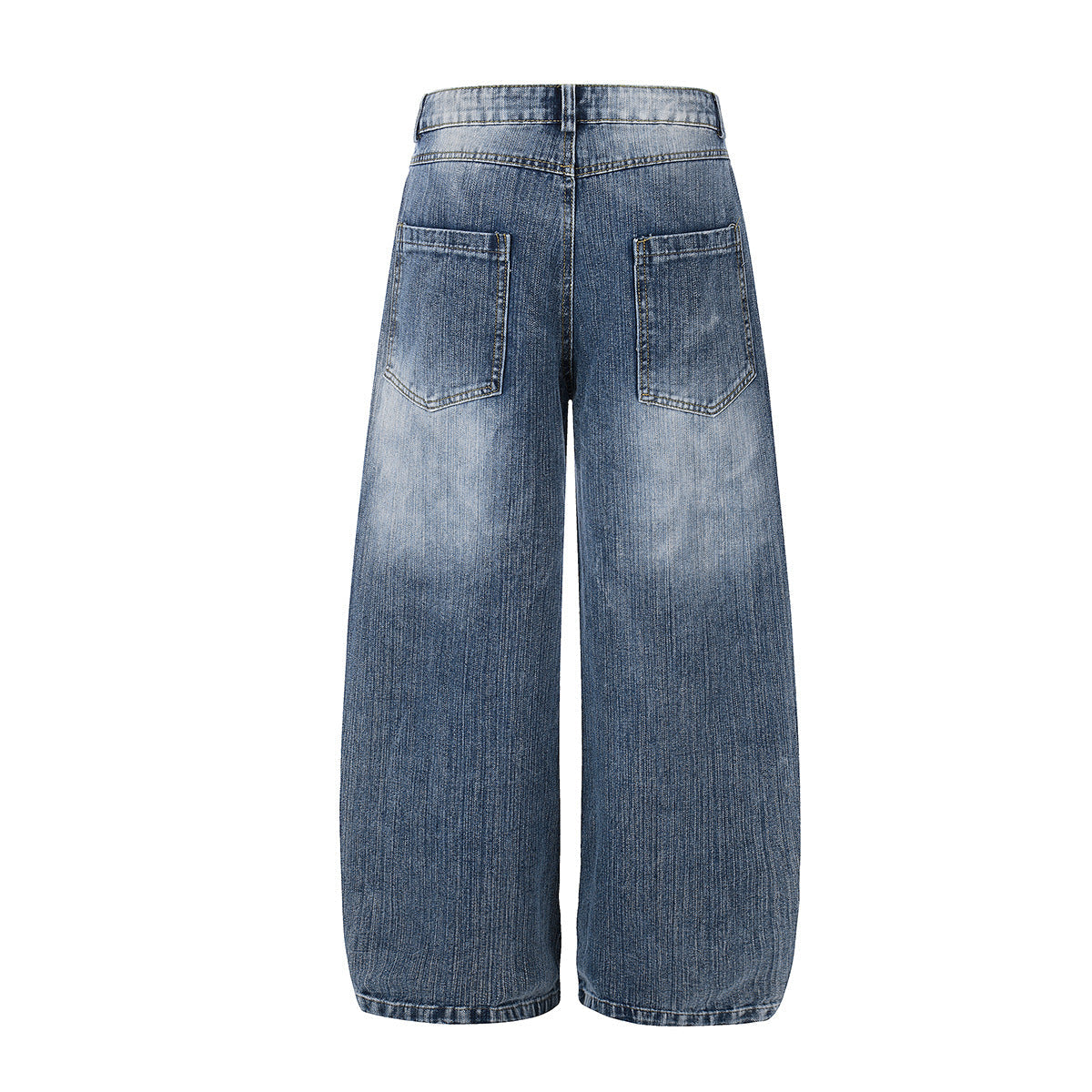 Washed Star Rhinestone Wide Leg Denim Jeans